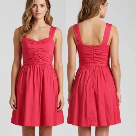 EXPRESS Women's Sweetheart Neckline Ruched Bodice Hot Pink Mini Dress Size 12 - Picture 5 of 13